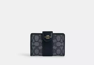 Coach Outlet Medium Corner Zip Wallet In Signature Jacquard In Blue