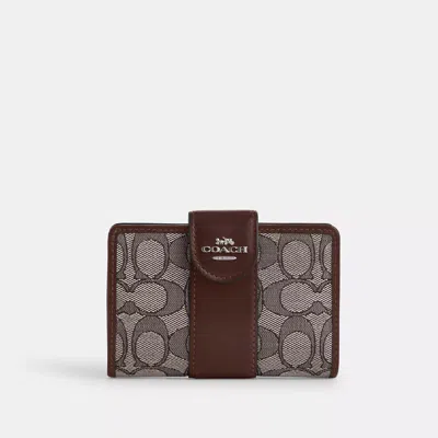 Coach Outlet Medium Corner Zip Wallet In Signature Jacquard In Brown