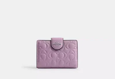 Coach Outlet Medium Corner Zip Wallet In Signature Leather In Purple