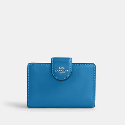 Coach Outlet Medium Corner Zip Wallet In Silver/blue Jay