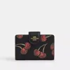 Coach Outlet Medium Corner Zip Wallet With Cherry Print In Black