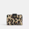 Coach Outlet Medium Corner Zip Wallet With Leopard Print In Black