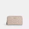 Coach Outlet Medium Id Zip Wallet In Signature Canvas In Beige