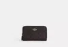Coach Outlet Medium Id Zip Wallet In Signature Canvas In Beige/brown