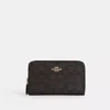 Coach Outlet Medium Id Zip Wallet In Signature Canvas In Brown