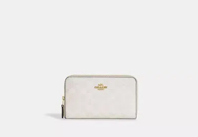 Coach Outlet Medium Id Zip Wallet In Signature Canvas In White