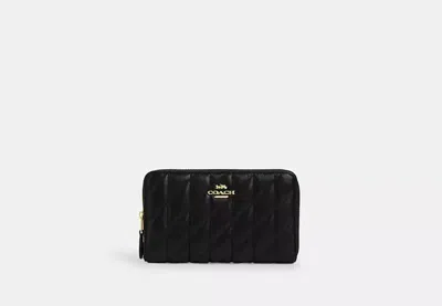 Coach Outlet Medium Id Zip Wallet With Quilting In Black