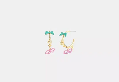 Coach Outlet Mini Bow Charm Huggie Earrings In Yellow