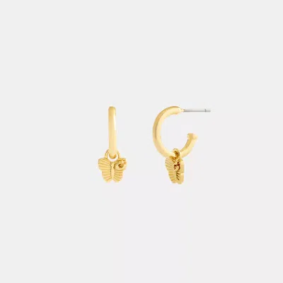 Coach Outlet Mini Butterfly Charm Hoop Earrings In Gold