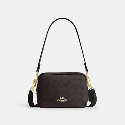 Coach Outlet Mini Carey Crossbody Bag In Signature Canvas In Brown