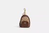 Coach Outlet Mini Court Backpack Bag Charm In Signature Canvas In Brown