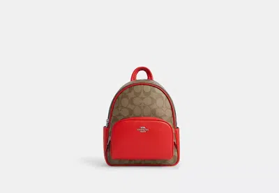 Coach Outlet Mini Court Backpack In Signature Canvas In Burgundy