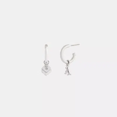 Coach Outlet Mini Dice And Rexy Charm Hoop Earrings In Silver