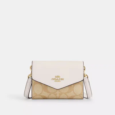 Coach Outlet Mini Envelope Wallet With Strap In Signature Canvas In White