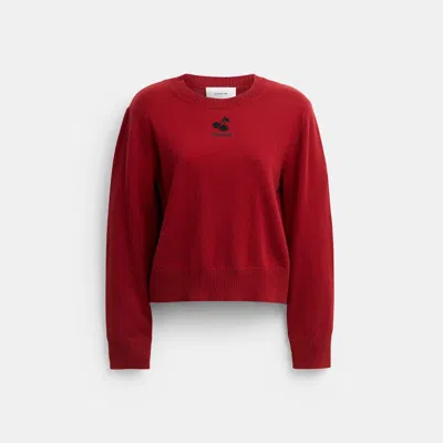 Coach Outlet Mini Intarsia Crewneck Sweater In Red
