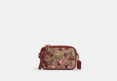 Coach Outlet Mini Jamie Camera Bag In Signature Canvas With Cherry Print In Beige/multi