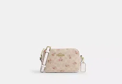 Coach Outlet Mini Jamie Camera Bag In Signature Canvas With Floral Print In Sand