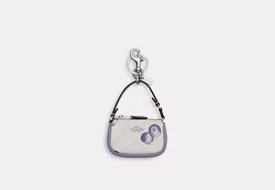Coach Outlet Mini Nolita Bag Charm In Signature Canvas With Blueberry Print In Multi