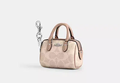 Coach Outlet Mini Rowan Bag Charm In Signature Canvas In Beige