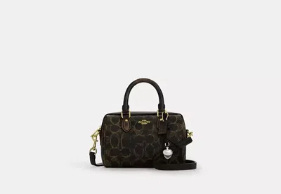 Coach Outlet Mini Rowan Crossbody Bag In Loved Signature Canvas With Charms In Gold