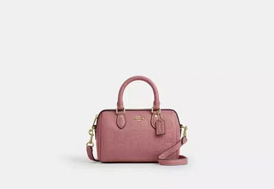 Coach Outlet Mini Rowan Crossbody Bag In Signature Leather In Pink