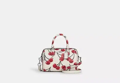 Coach Outlet Mini Rowan Crossbody Bag With Cherry Print In White/multi