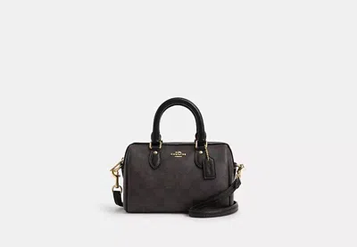 Coach Outlet Mini Rowan Crossbody In Signature Canvas In Black