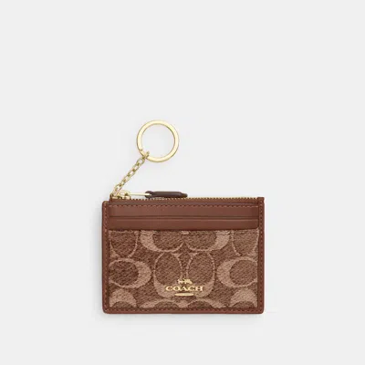 Coach Outlet Mini Skinny Id Case In Gold/light Khaki/vintage Brown