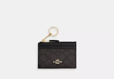 Coach Outlet Mini Skinny Id Case In Signature Canvas In Beige
