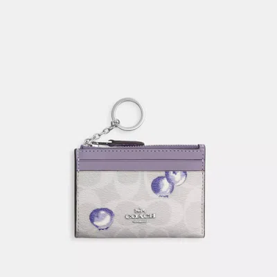 Coach Outlet Mini Skinny Id Case In Signature Canvas With Blueberry Print In Multi