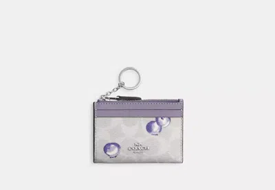 Coach Outlet Mini Skinny Id Case In Signature Canvas With Blueberry Print In Purple
