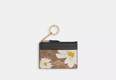 Coach Outlet Mini Skinny Id Case In Signature Canvas With Floral Print In Beige/multi