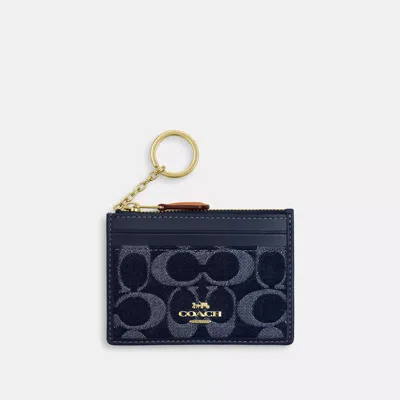 Coach Outlet Mini Skinny Id Case In Signature Denim In Multi