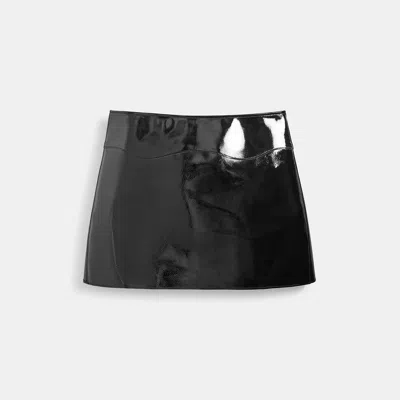 Coach Outlet Wavy Mini Skirt In Crinkle Patent Coachtopia Leather In Black