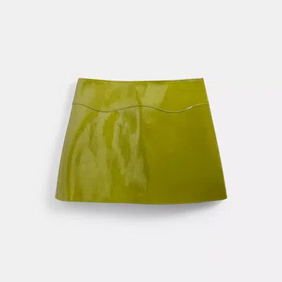 Coach Outlet Wavy Mini Skirt In Crinkle Patent Coachtopia Leather In Green