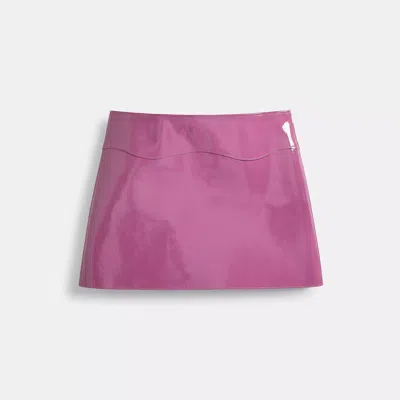 Coach Outlet Wavy Mini Skirt In Crinkle Patent Coachtopia Leather In Pink