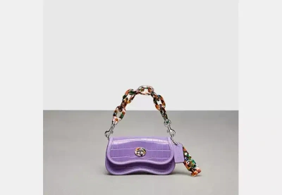 Coach Outlet Mini Wavy Dinky With Crossbody Strap In Croc Embossed Coachtopia Leather In Purple