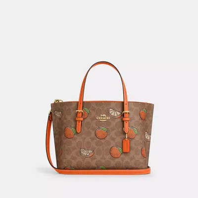 Coach Outlet Mollie Tote Bag 25 In Signature Canvas With Orange Print