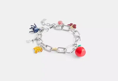 Coach Outlet Mushroom And Apple Charm Bracelet In Silver