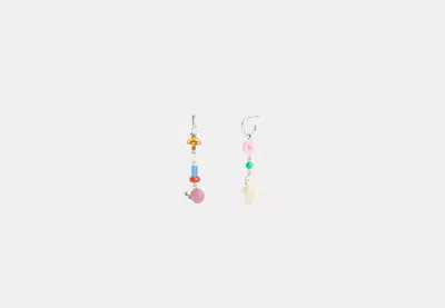 Coach Outlet Mushroom And Teddy Bear Linear Earrings In Silver