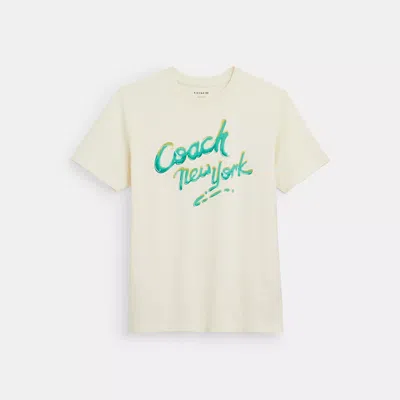 Coach Outlet New York T Shirt In Organic Cotton In Beige
