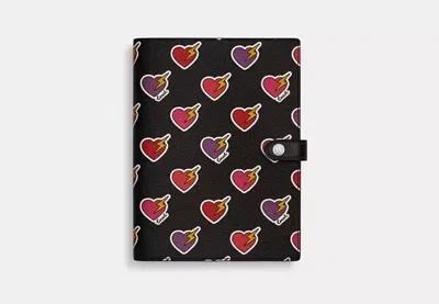 Coach Outlet Notebook With Heart Bolt Print In Black