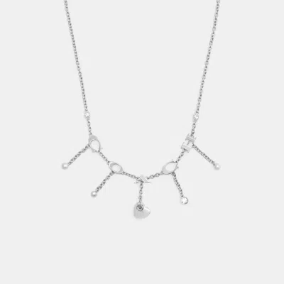 Coach Outlet Open Circle Heart Charm Necklace In Metallic
