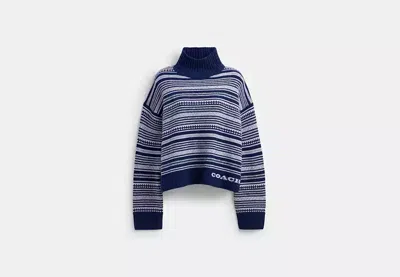 Coach Outlet Open Neck Short Turtleneck In Blue