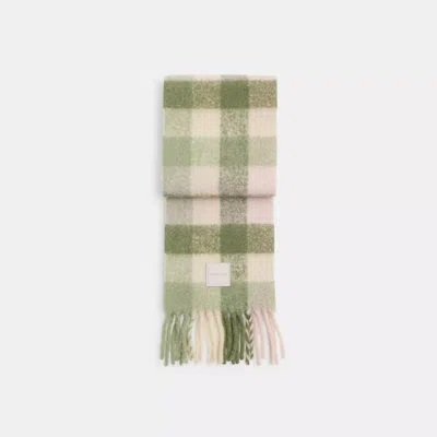 Coach Outlet Oversized Plaid Muffler With Rubber Patch In Multi