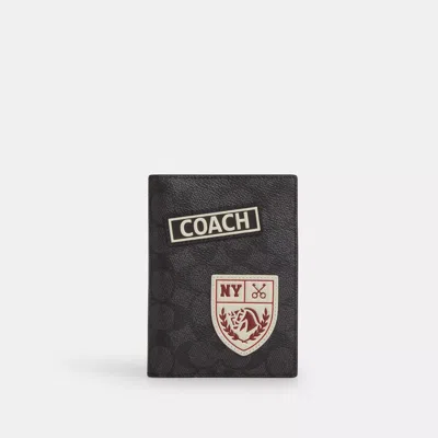 Coach Outlet Passport Card Case In Signature Canvas With Patches In Multi