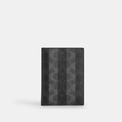 Coach Outlet Passport Card Case In Signature Canvas With Stripes