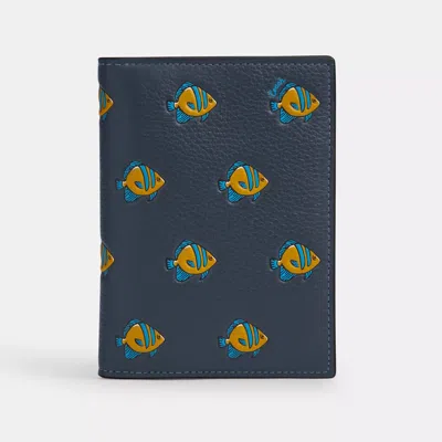 Coach Outlet Passport Card Case With Fish Print In Blue