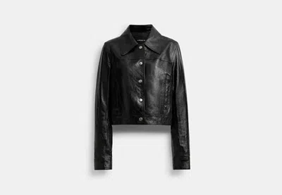 Coach Outlet Patent Leather Jacket In Black