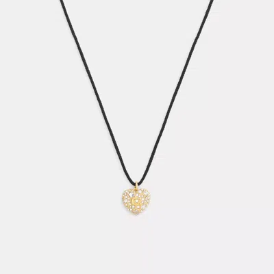 Coach Outlet Pavé Heart Cord Pendant Necklace In Multi